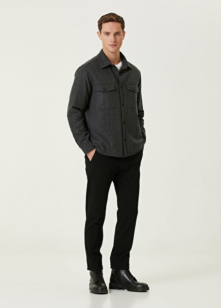 Siyah Yumuşak Dokulu Twill Chino Pantolon