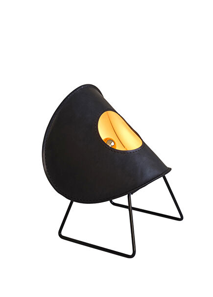 Zero Black Leather Pedestal Decorative Lighting