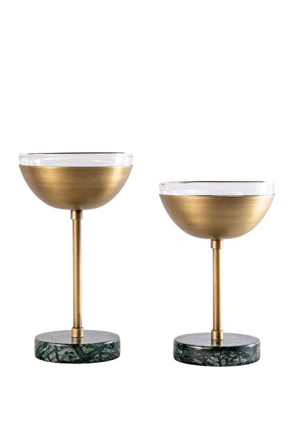 Lucille Yeşil Pirinç 2'li Dekoratif Kase