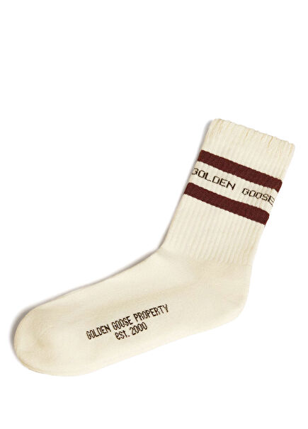 Ecru Logo Jacquard Women's Socks