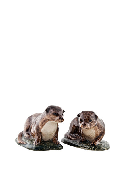 Ceramic Salt and Pepper Shakers with Otter Figures