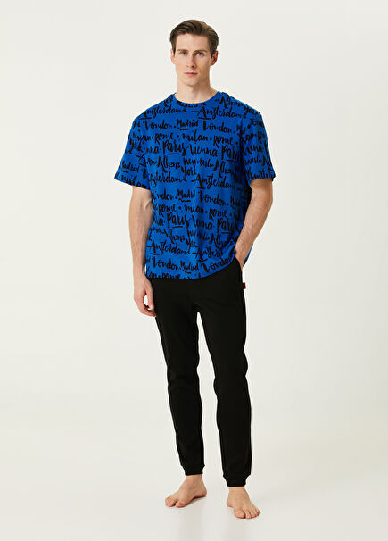 Multi-Colored Text Printed Pajama Set