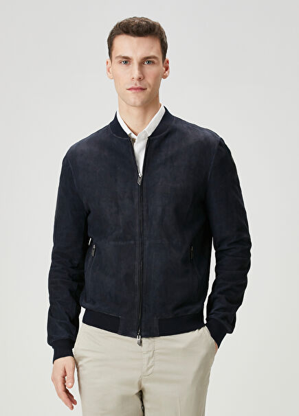 Navy Blue Suede Jacket