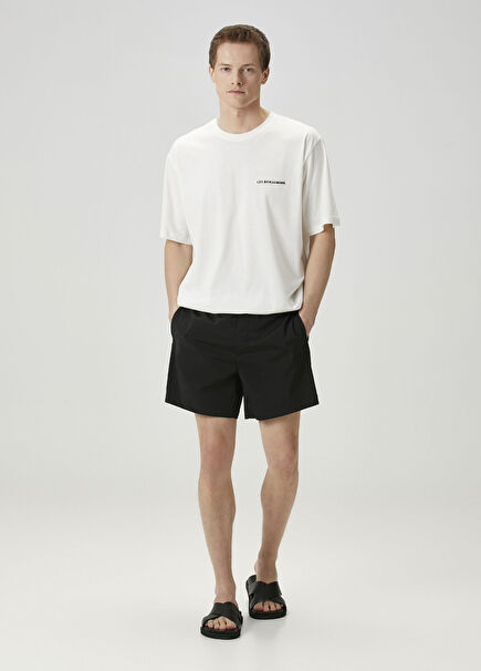 Siyah Logo Baskılı Şort