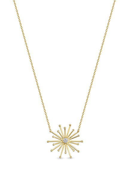 Firework Pırlanta Taşlı 14 Ayar Altın Kadın Kolye