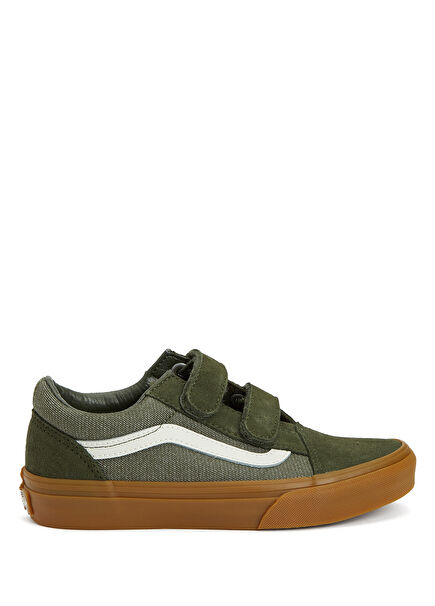 Old Skool V Green Kids Leather Sneaker