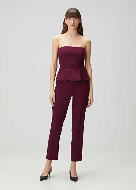 Charlotte Plum Crepe Cigarette Pants