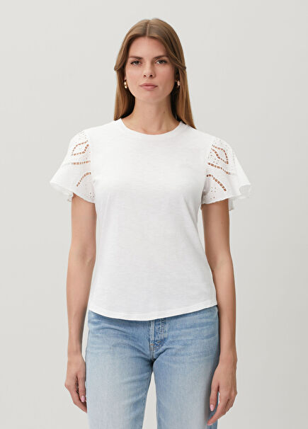 Beyaz Nakışlı T-shirt
