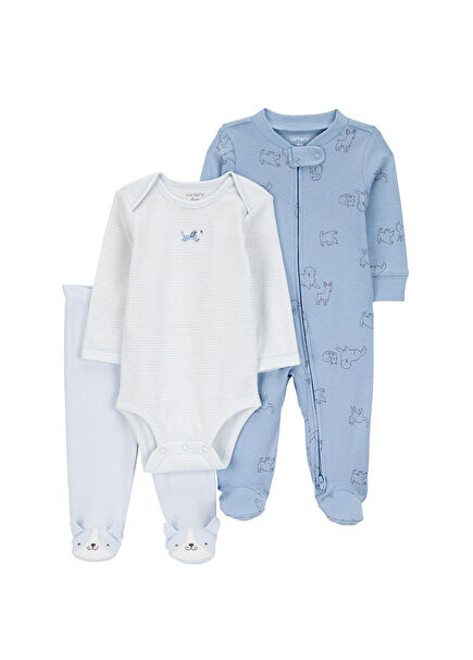 Mavi Erkek Bebek 3'lü Set