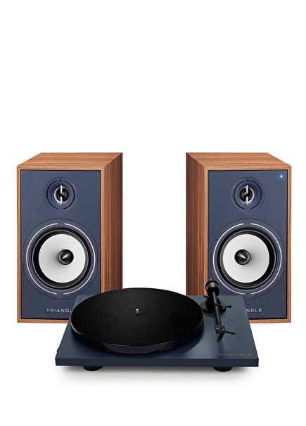 BR03 Connect Lunar 1 Blue Oak Turntable and Active Speaker Set