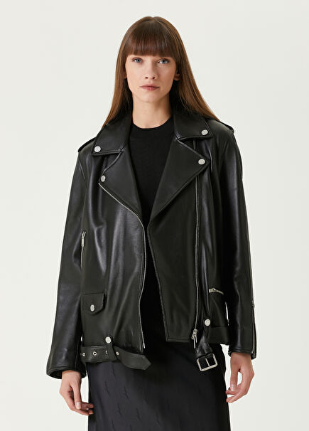 Black Biker Leather Coat