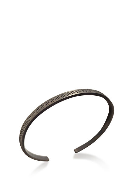 Meandros Handmade Oxidized 925 Sterling Silver Men's Bracelet