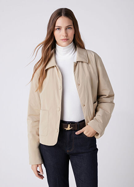 Beige Boxy Fit Jacket