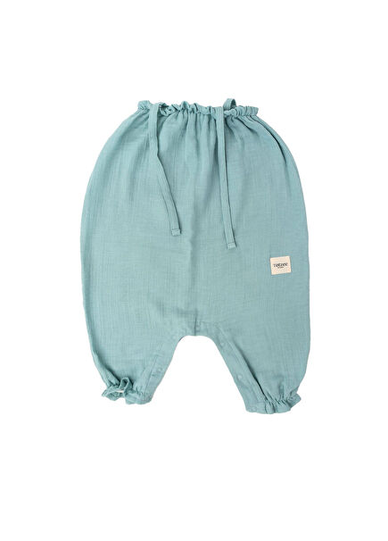 Mint Müslin İp Askılı Kız Bebek Balon Tulum