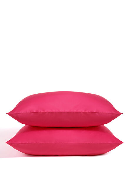 Solıd Fuşya  Pamuk Saten 2'li Yastık Kılıfı 50 x 70 Cm
