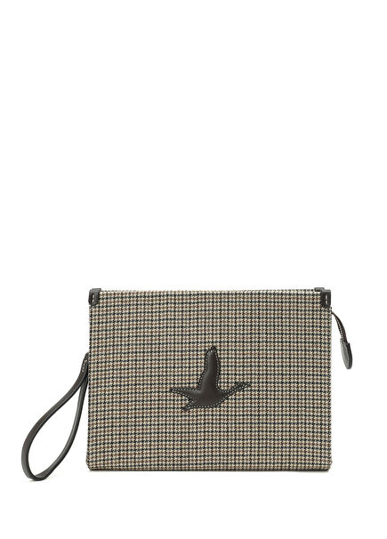 Beige Houndstooth Pattern Women's Hand Clutch
