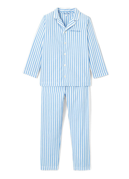 Mavi Beyaz Çizgili Erkek Çocuk Pijama Takımı