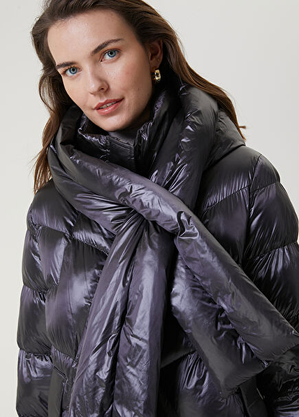 Anthracite Scarf Detailed Puff Coat