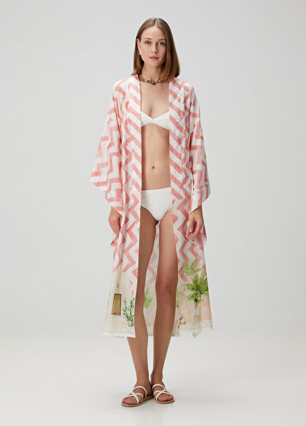 Summer Somon Desenli Kaftan