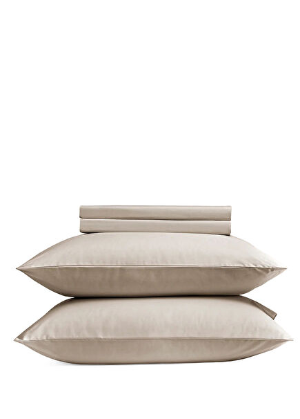 100% Cotton Percale Elasticated Sheet Set 160x200 cm Stone Color - Pure Series