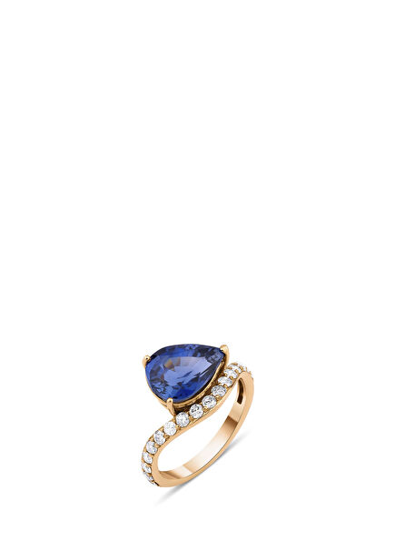 Pear Sapphire Diamond 18K Gold Women's Ring
