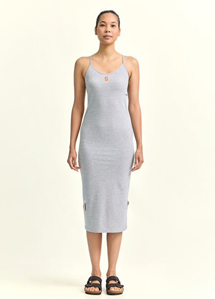 Saplu Bodycon Gray Chrome Women's Midi Dress