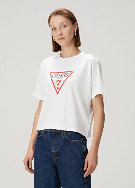 Boxy Fit White Logo T-Shirt