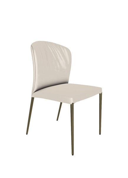 Grace Vanilla Bouquet Metal Leg Armrestless Dining Room Chair