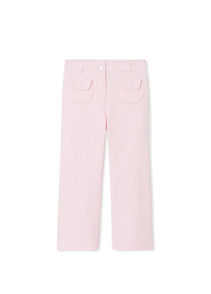 Pembe Yama Cepli Geniş Paça Kız Çocuk Pantolon