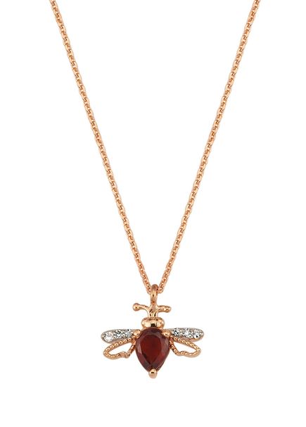 Queen Bee Kadın Garnet Pırlanta Altın Kolye