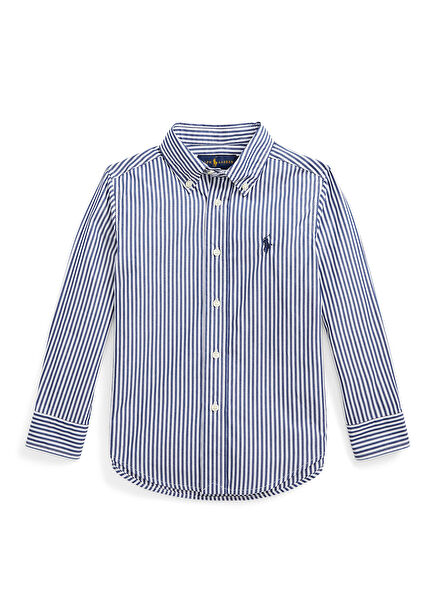 Navy Blue Striped Kids Shirt
