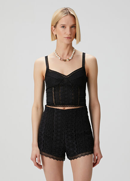 Sannie Black Crop Blouse