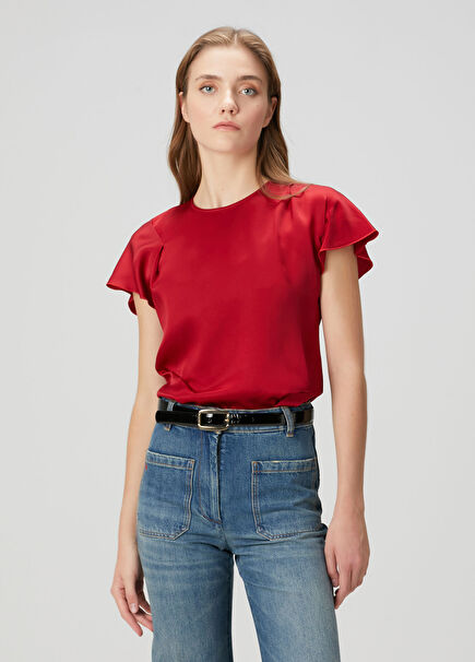 Red Satin Blouse