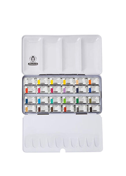 Akademie Aquarell Metal Kutu 24'lü Sulu Boya Seti 24 x Tam Tablet 75425
