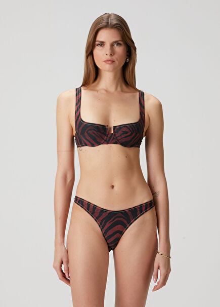 Brigitte Kahverengi Zebra Desenli Bikini Üstü