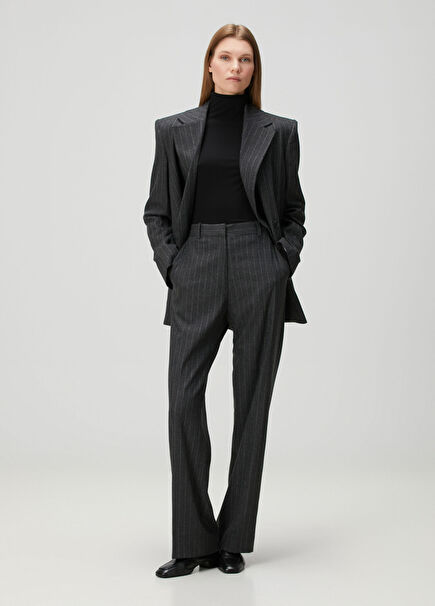 Classic Grey Striped Trousers