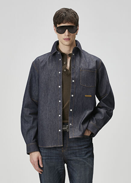 Indigo Contrast Stitched Denim Shirt