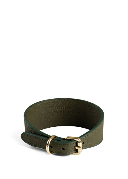 Poco Khaki Leather Dog Neck Collar