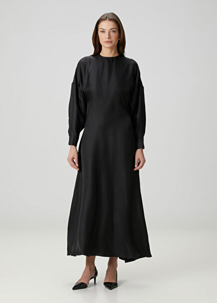 Selene Siyah Maksi İpek Elbise