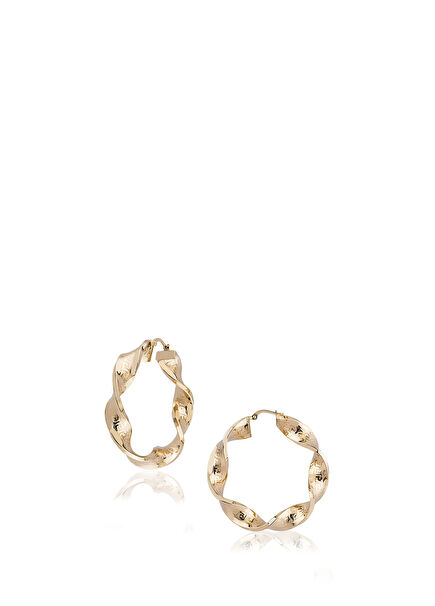 Bold Knit Kadın Altın Küpe