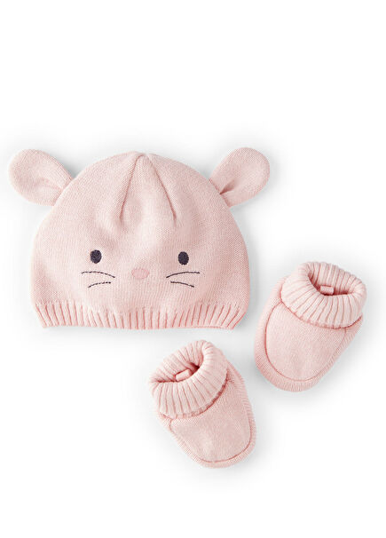 Pembe Kız Bebek Şapka Ayakkabı