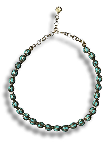 Turkuaz Tibet 24 Ayar Altın Kaplama Kadın Kolye