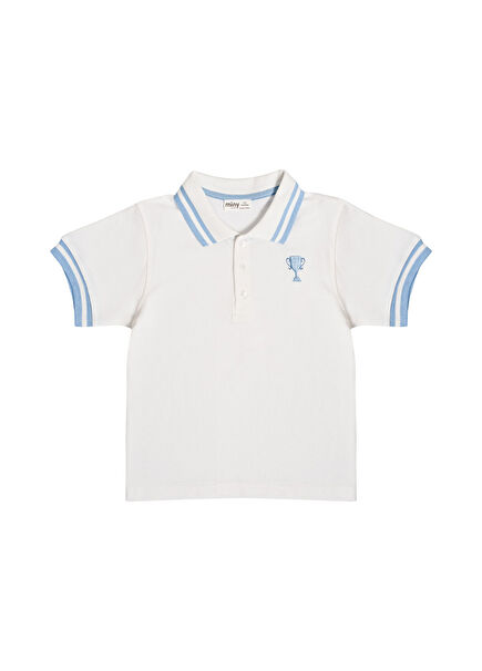 Beyaz Polo Yaka Erkek Çocuk T- Shirt