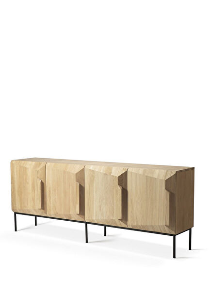 Stairs 4-Door Beige Solid Oak Sideboard
