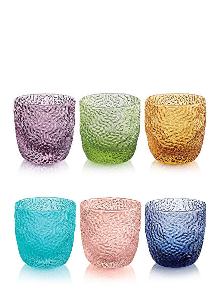 Tricot Renkli Cam 6'lı Bardak Seti