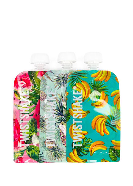 Ananas Karpuz Muz Desenli Sıkmalı 3’lü Mama Poşeti 220 ml