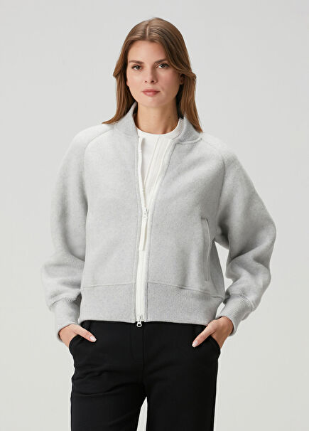 Sierra Fleece Gri Yün Bomber Ceket