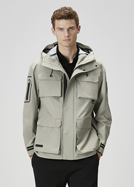 Bej Kapüşonlu Mont