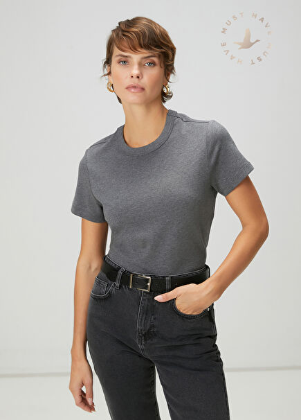 Anthracite Melange Basic T-Shirt