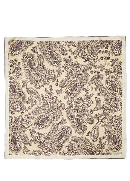 Bej Paisley Desen İpek Eşarp